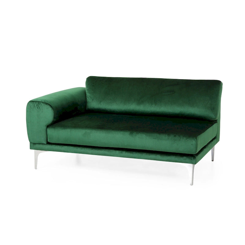 Emerald Green Velvet Four-Seat Sofa Solid Wood Frame Metal Legs Plush Cushions