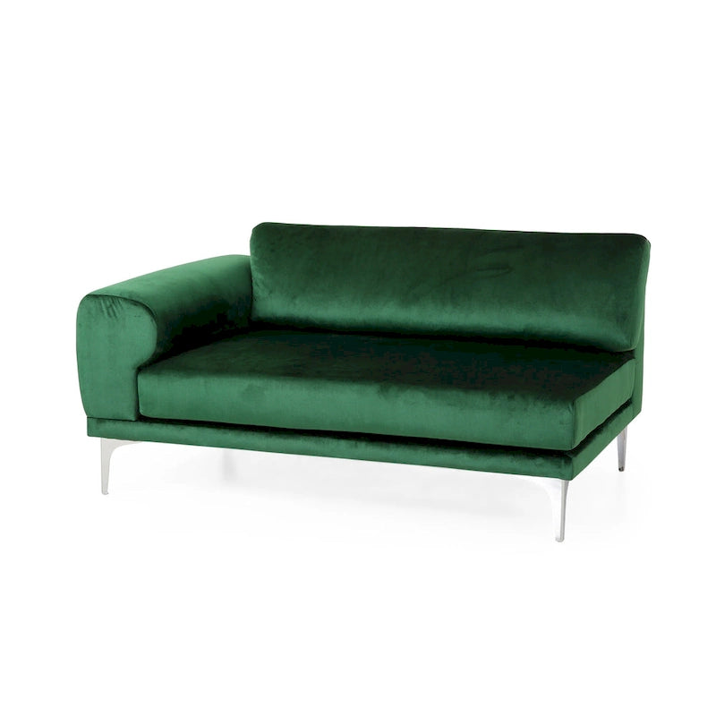 Emerald Green Velvet Four-Seat Sofa Solid Wood Frame Metal Legs Plush Cushions