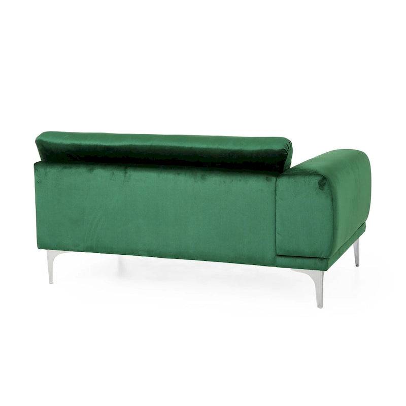 Emerald Green Velvet Four-Seat Sofa Solid Wood Frame Metal Legs Plush Cushions