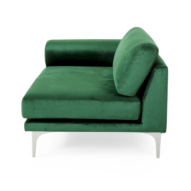 Emerald Green Velvet Four-Seat Sofa Solid Wood Frame Metal Legs Plush Cushions