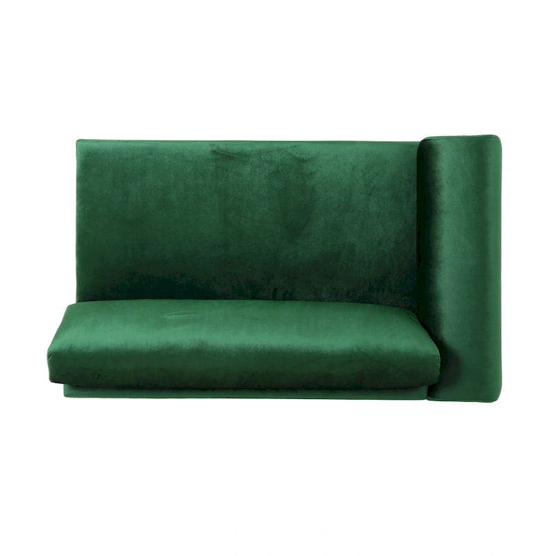 Emerald Green Velvet Four-Seat Sofa Solid Wood Frame Metal Legs Plush Cushions