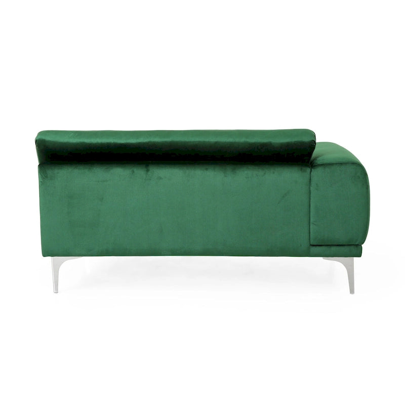 Emerald Green Velvet Four-Seat Sofa Solid Wood Frame Metal Legs Plush Cushions