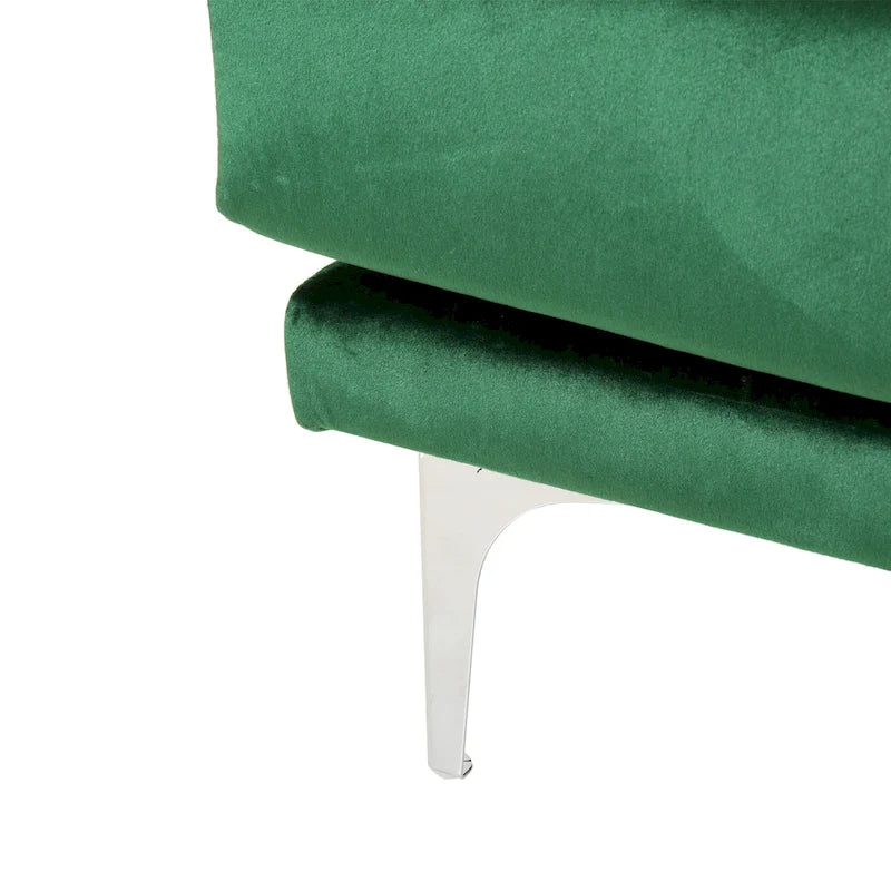 Emerald Green Velvet Four-Seat Sofa Solid Wood Frame Metal Legs Plush Cushions