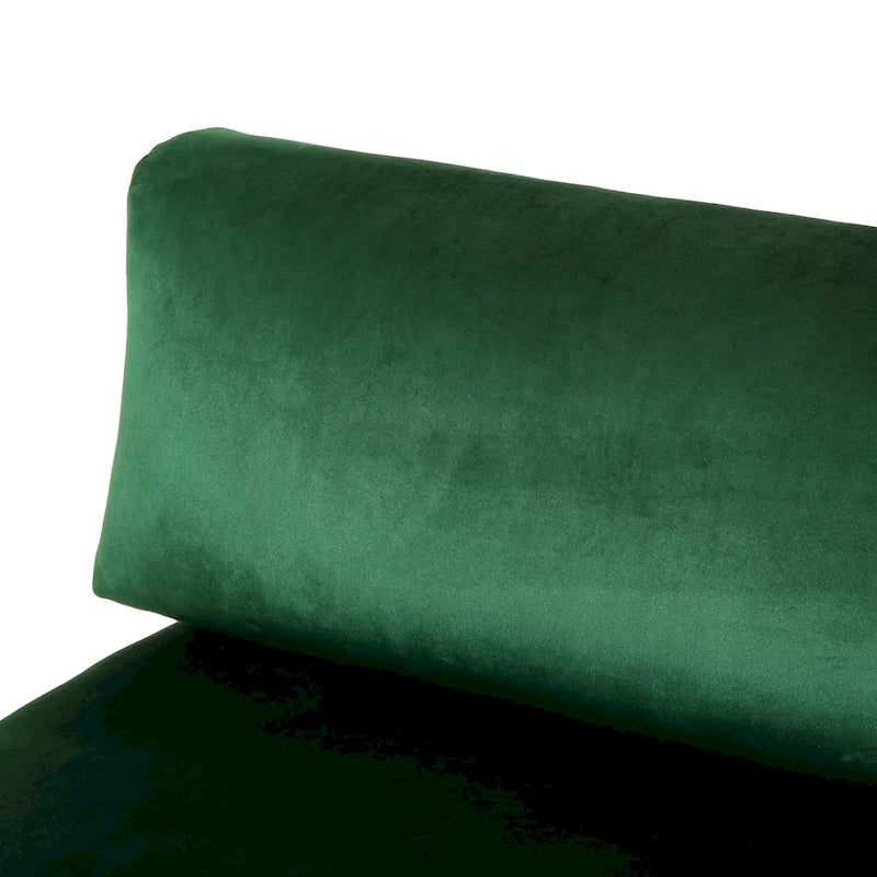 Emerald Green Velvet Four-Seat Sofa Solid Wood Frame Metal Legs Plush Cushions