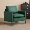 Green Faux Leather Upholstered Accent Chair with Cushions and Metal Legs