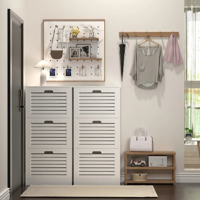 White 3-Tier Flip Door Shoe Cabinet for Entryway Hallway Storage