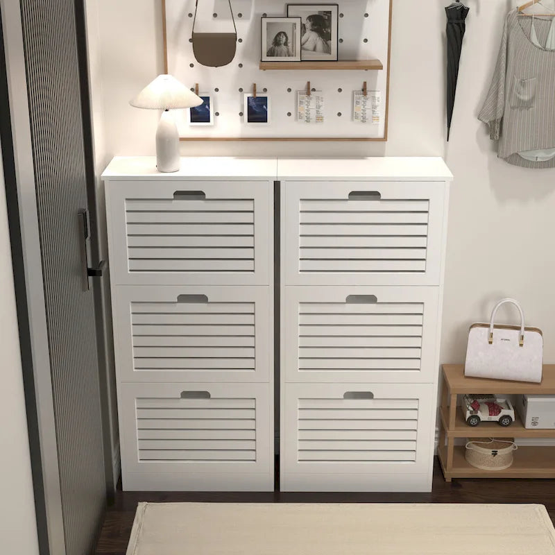 White 3-Tier Flip Door Shoe Cabinet for Entryway Hallway Storage