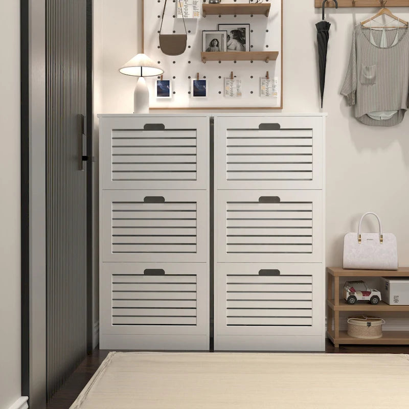 White 3-Tier Flip Door Shoe Cabinet for Entryway Hallway Storage