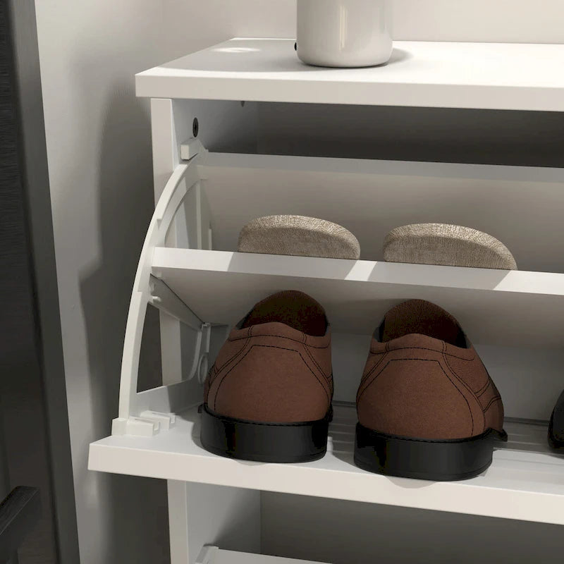 White 3-Tier Flip Door Shoe Cabinet for Entryway Hallway Storage