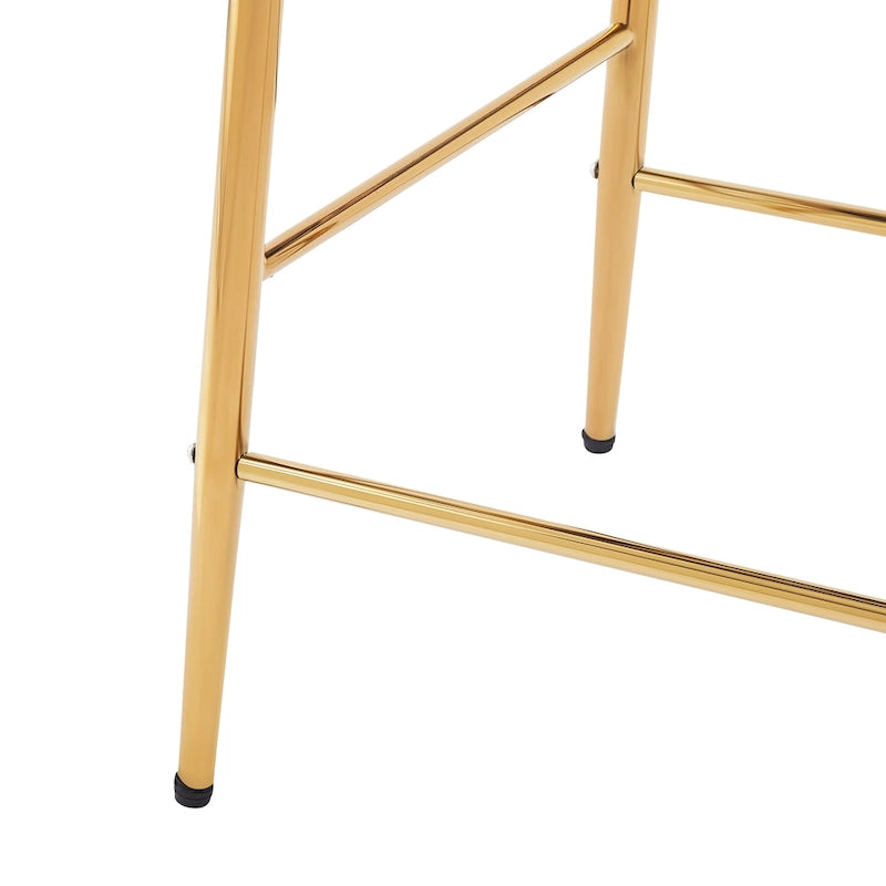 Modern 28-Inch Set of 2 Bar Stools with Velvet Padded Backrest Seat, Metal Legs for Dining Room Living Room and Bedroom