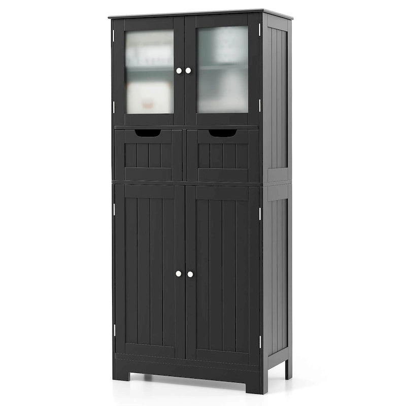 Costway Bathroom Floor Storage Cabinet Kitchen Cupboard with 2 Drawers