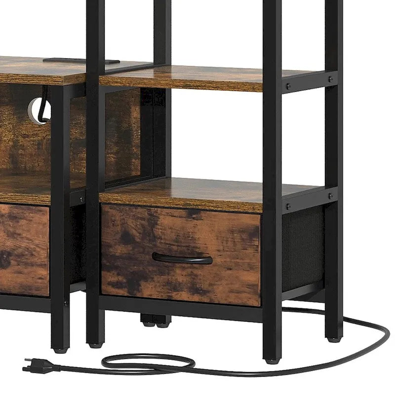 LED TV Stand For 43 to 65 with Storage 4 Tier Bookcase Rustic Brown - 58 inches