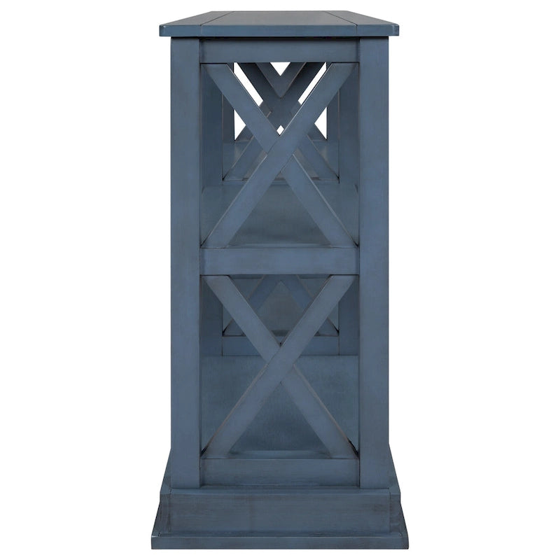 3-tier Narrow Console Table with X detailing