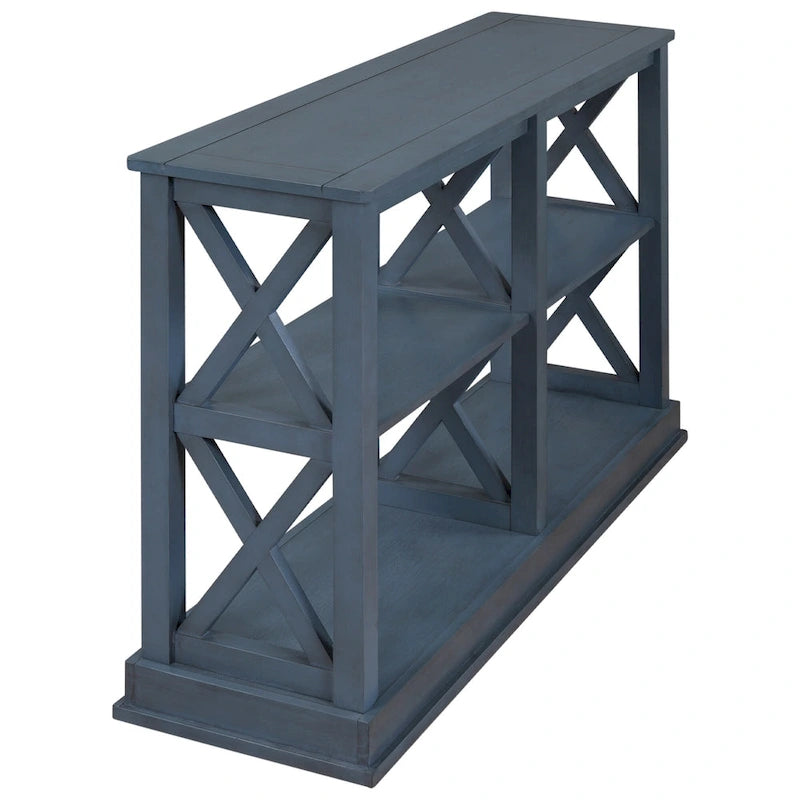 3-tier Narrow Console Table with X detailing