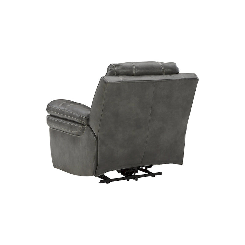 Power Recliner Chair with Adjustable Headrest and Extended Ottoman in Genuine Leather