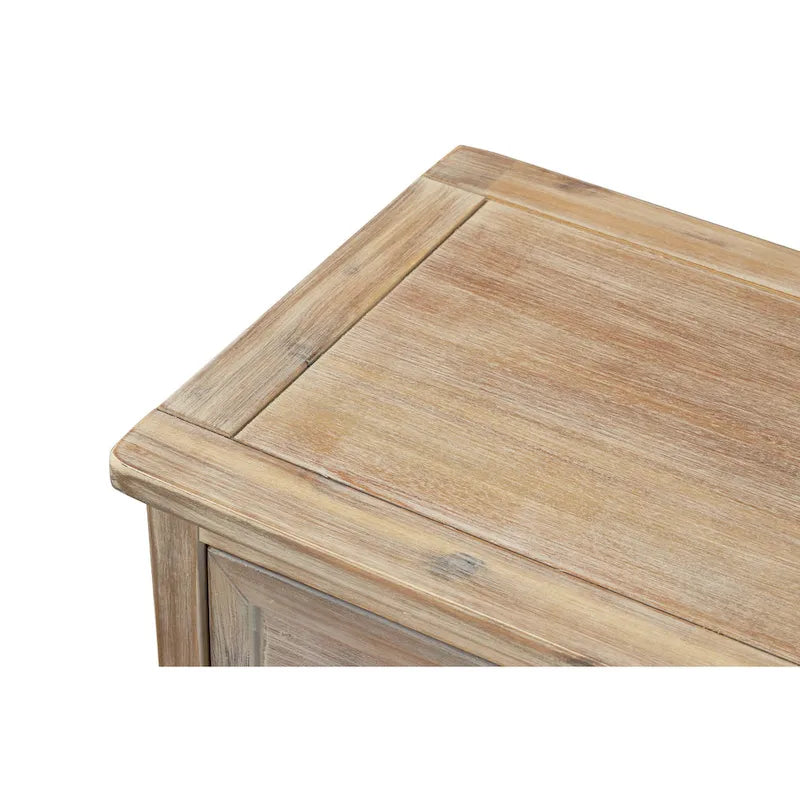 Retro Acacia Wood Storage Cabinet with Drawers and Woven Rattan Baskets