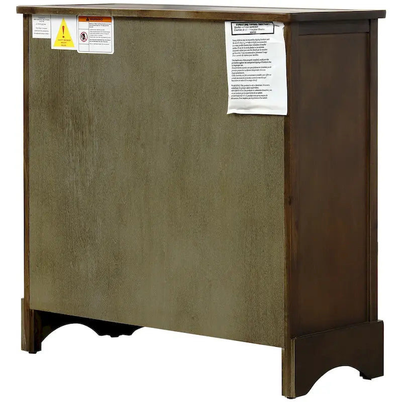 Retro Acacia Wood Storage Cabinet with Drawers and Woven Rattan Baskets