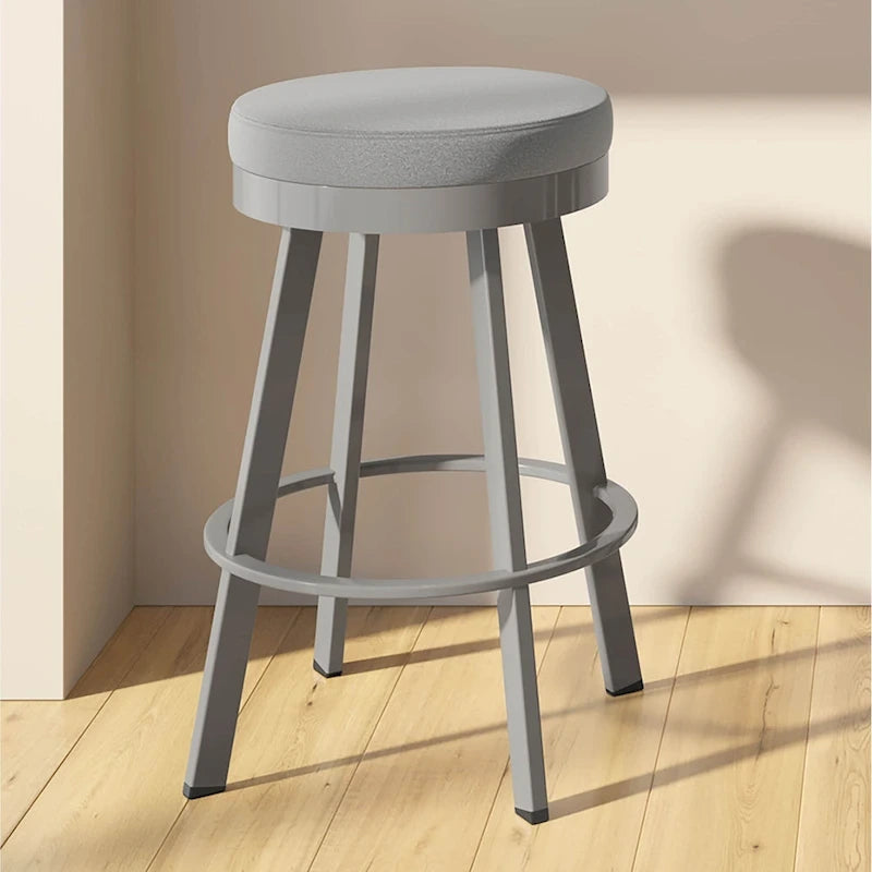 Round Padded Swivel Bar Stool Backless Counter Height with Metal Frame