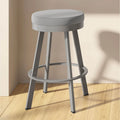 Round Padded Swivel Bar Stool Backless Counter Height with Metal Frame
