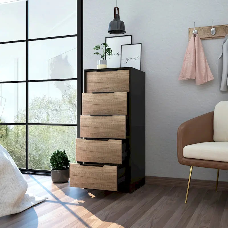 TUHOME Kaia 5 Drawer Dresser, Vertical Dresser