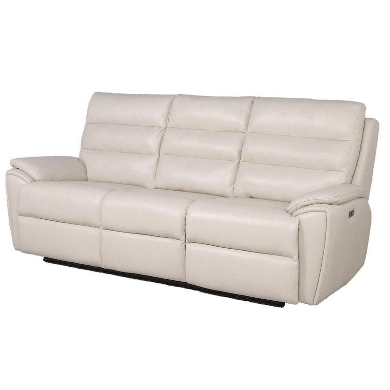 Ivory Top Grain Leather Power Reclining Sofa with Articulating Headrest