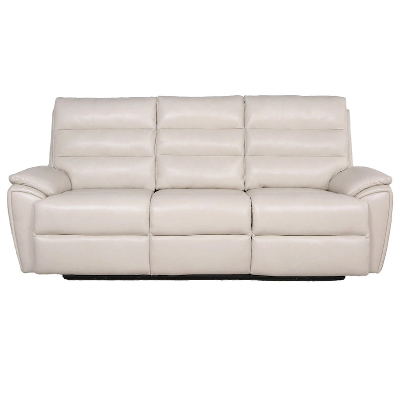 Ivory Top Grain Leather Power Reclining Sofa with Articulating Headrest