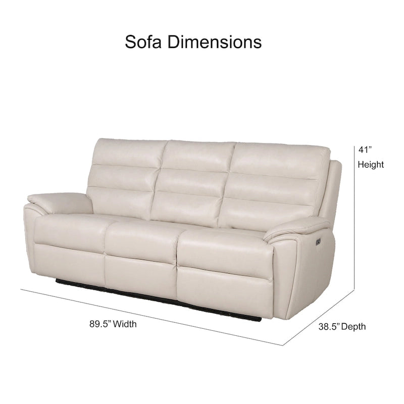 Ivory Top Grain Leather Power Reclining Sofa with Articulating Headrest