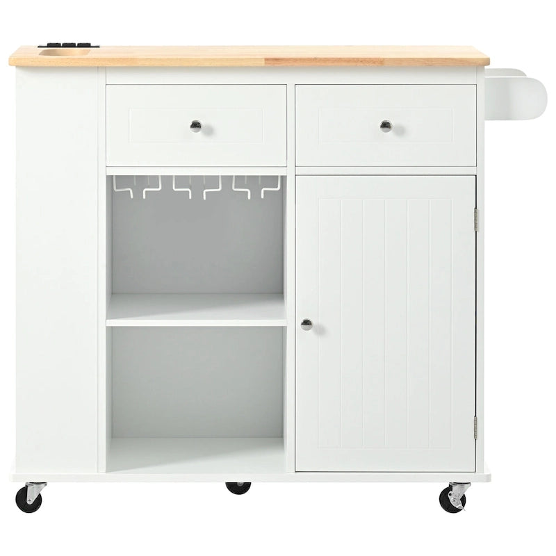 Kitchen Storage Island with Drop Leaf and Power Outlet