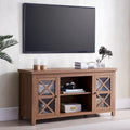 Modern Farmhouse Wood TV Stand with Cross-Accent Cabinet Doors Multi-Color