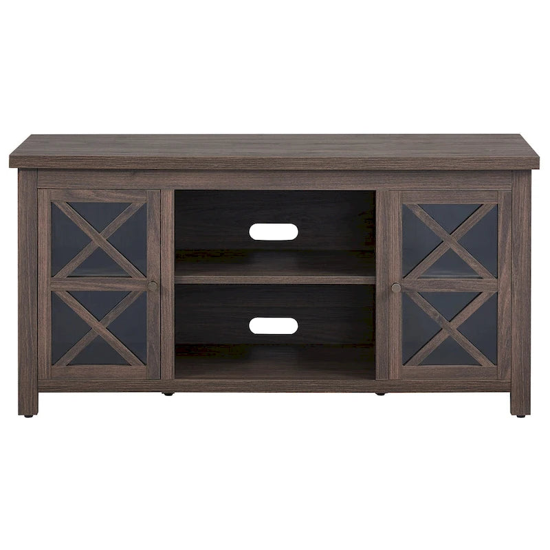 Modern Farmhouse Wood TV Stand with Cross-Accent Cabinet Doors Multi-Color