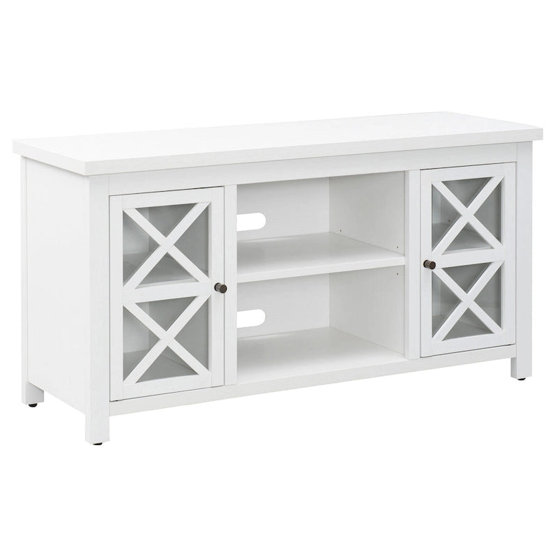 Modern Farmhouse Wood TV Stand with Cross-Accent Cabinet Doors Multi-Color