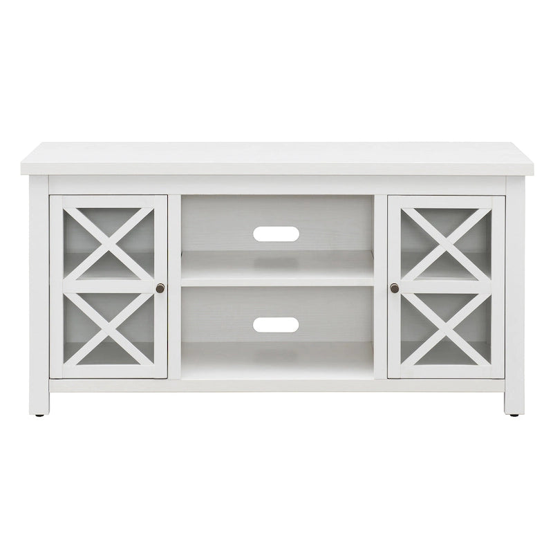 Modern Farmhouse Wood TV Stand with Cross-Accent Cabinet Doors Multi-Color