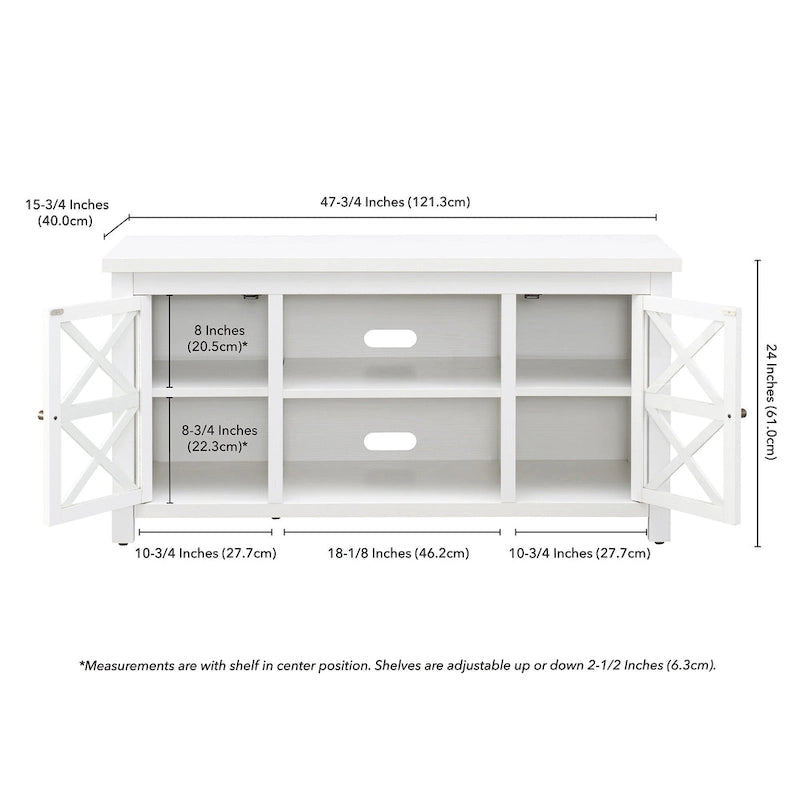 Modern Farmhouse Wood TV Stand with Cross-Accent Cabinet Doors Multi-Color