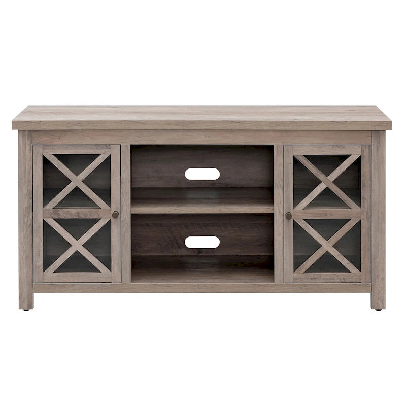 Modern Farmhouse Wood TV Stand with Cross-Accent Cabinet Doors Multi-Color