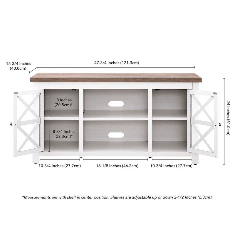Modern Farmhouse Wood TV Stand with Cross-Accent Cabinet Doors Multi-Color