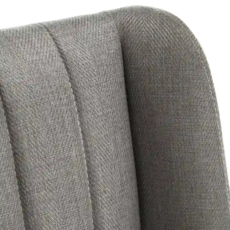 Gold Finish Herringbone Fabric Upholstered Dining Chair with Ridged Back