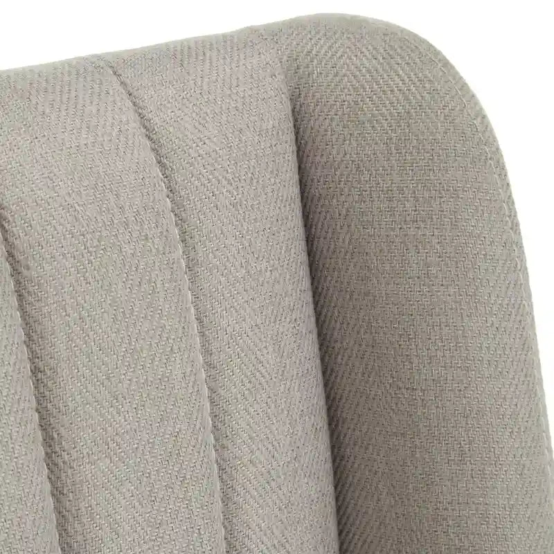 Gold Finish Herringbone Fabric Upholstered Dining Chair with Ridged Back