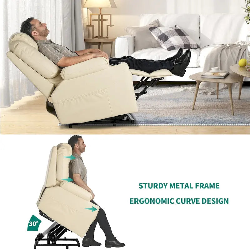 PU Leather Power Lift Massage Recliner Chair with Heat Vibration Cup Holders