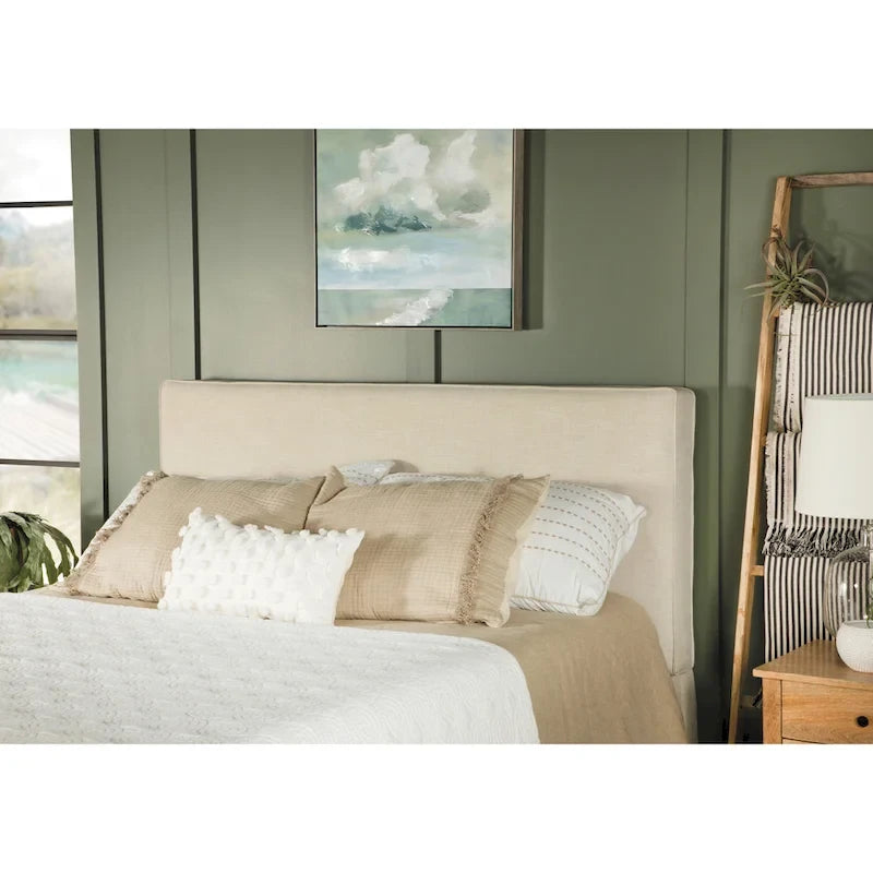 Gemma Sand Upholstered Headboard with Self-welt Details