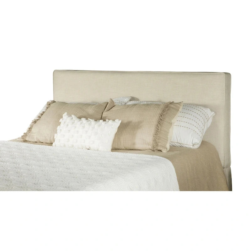Sand Fabric Upholstered Headboard with Self-Welt Contoured Edges