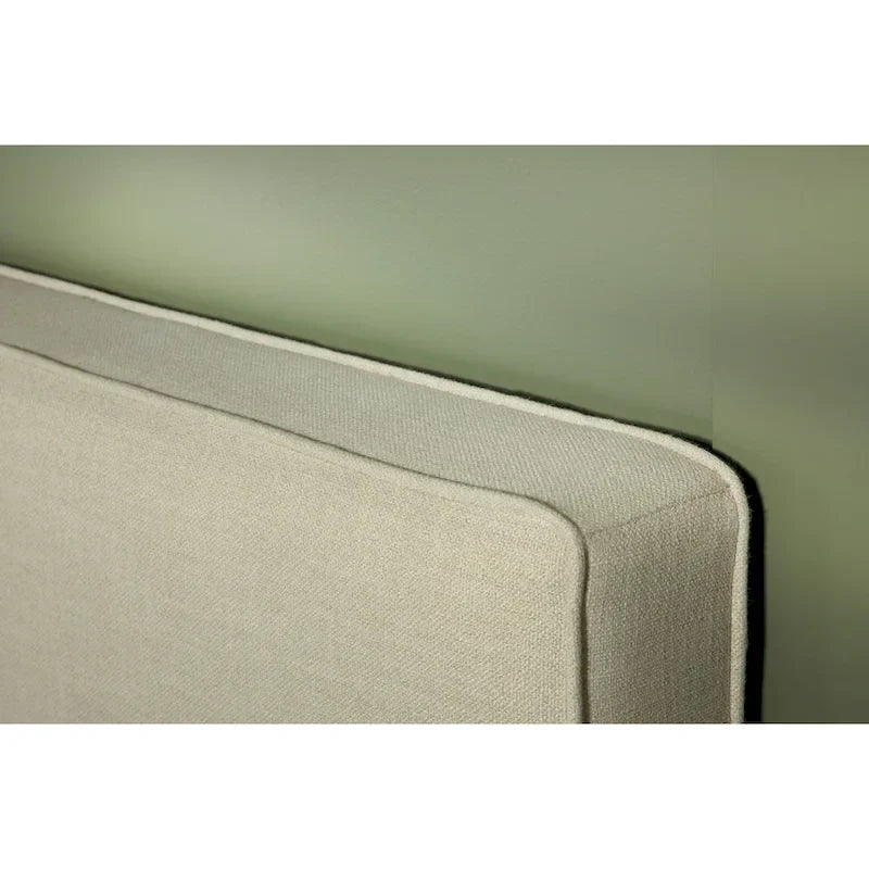 Sand Fabric Upholstered Headboard with Self-Welt Contoured Edges