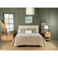 Sand Fabric Upholstered Headboard with Self-Welt Contoured Edges