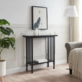 Matte Black Slatted Mission Style Console Hall Stand with Lower Shelf