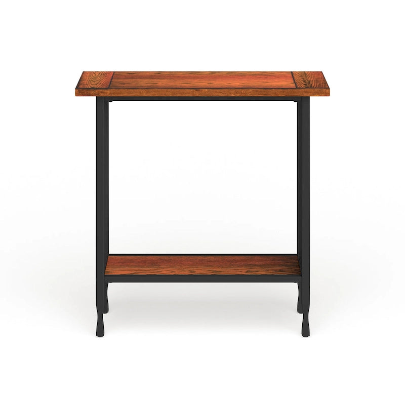 Matte Black Slatted Mission Style Console Hall Stand with Lower Shelf