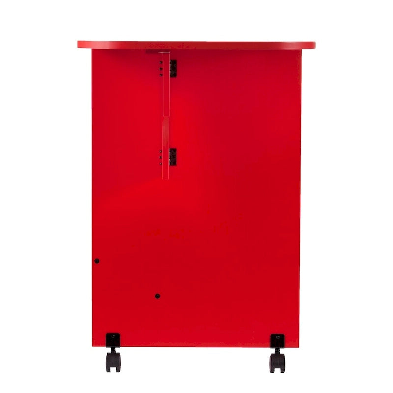 Foldable Rolling Sewing Table with Side Shelves Craft Station Red