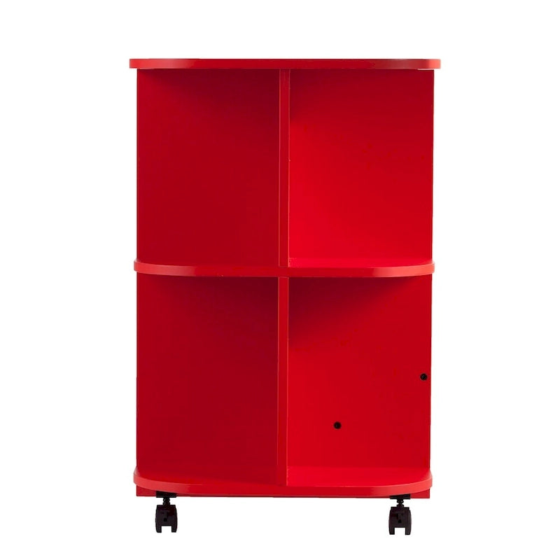 Foldable Rolling Sewing Table with Side Shelves Craft Station Red