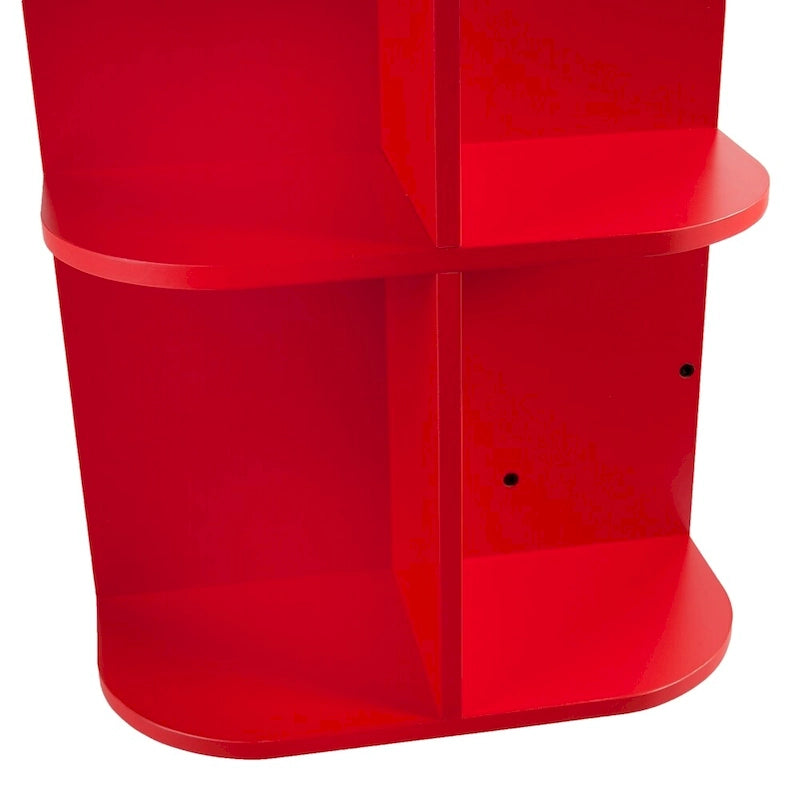 Foldable Rolling Sewing Table with Side Shelves Craft Station Red
