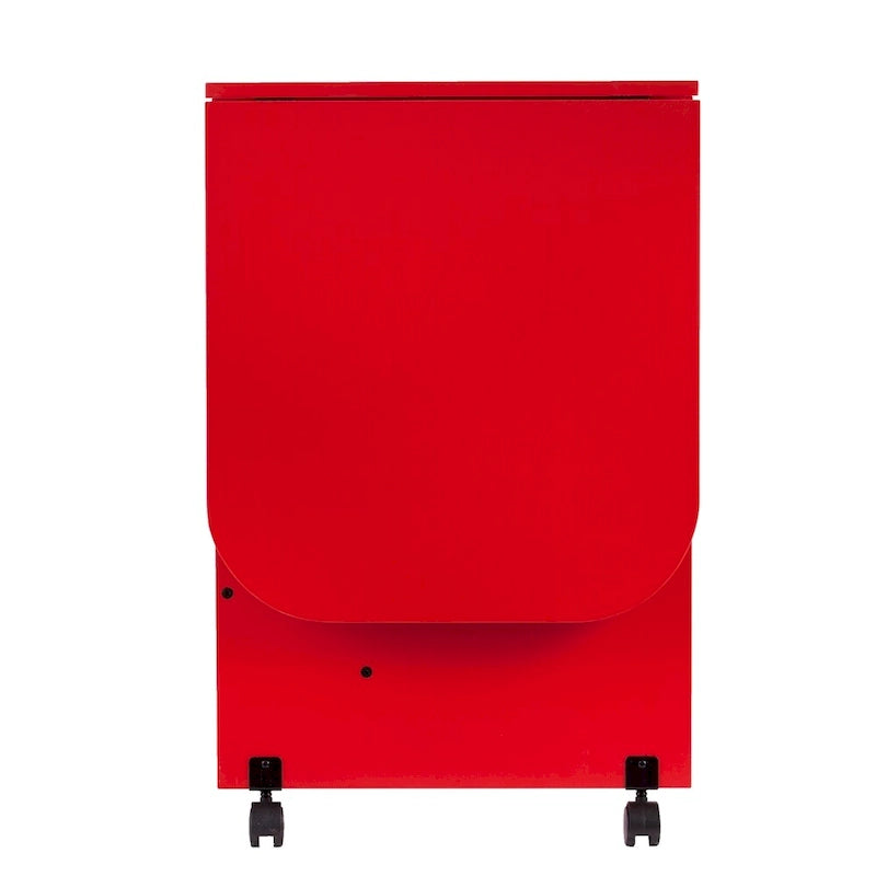Foldable Rolling Sewing Table with Side Shelves Craft Station Red