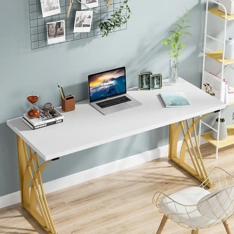 55 inch Modern White Computer Desk
