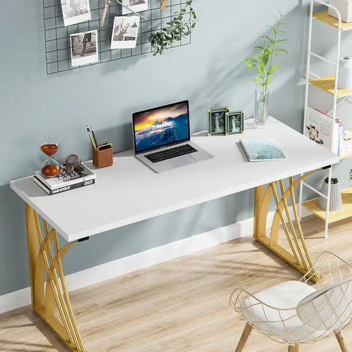 55 inch Modern White Computer Desk